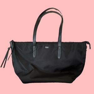 NWOT Large Black Botkier New York Nylon & Leather Tote Bag w/ Zipper Accents